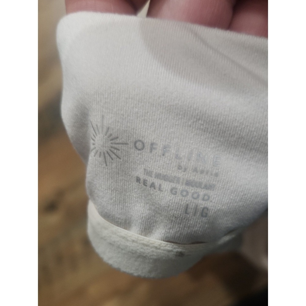 Aerie OG Scoop Longline Sports Bra Cream Large Adjustable Minimalist Brami Crop - Picture 3 of 3